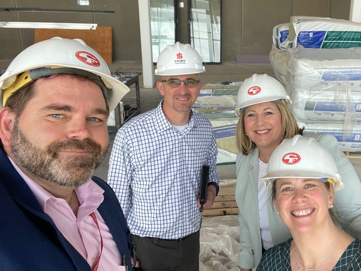 Great tour of the amazing progress being made at the @CF_schools HS bldg site. Good conversation about how our #CRAEA Creative Services team can help with directional signs and other decor to save money! Are you in the midst of a bldg project? Don't forget aeacreativeservices.org