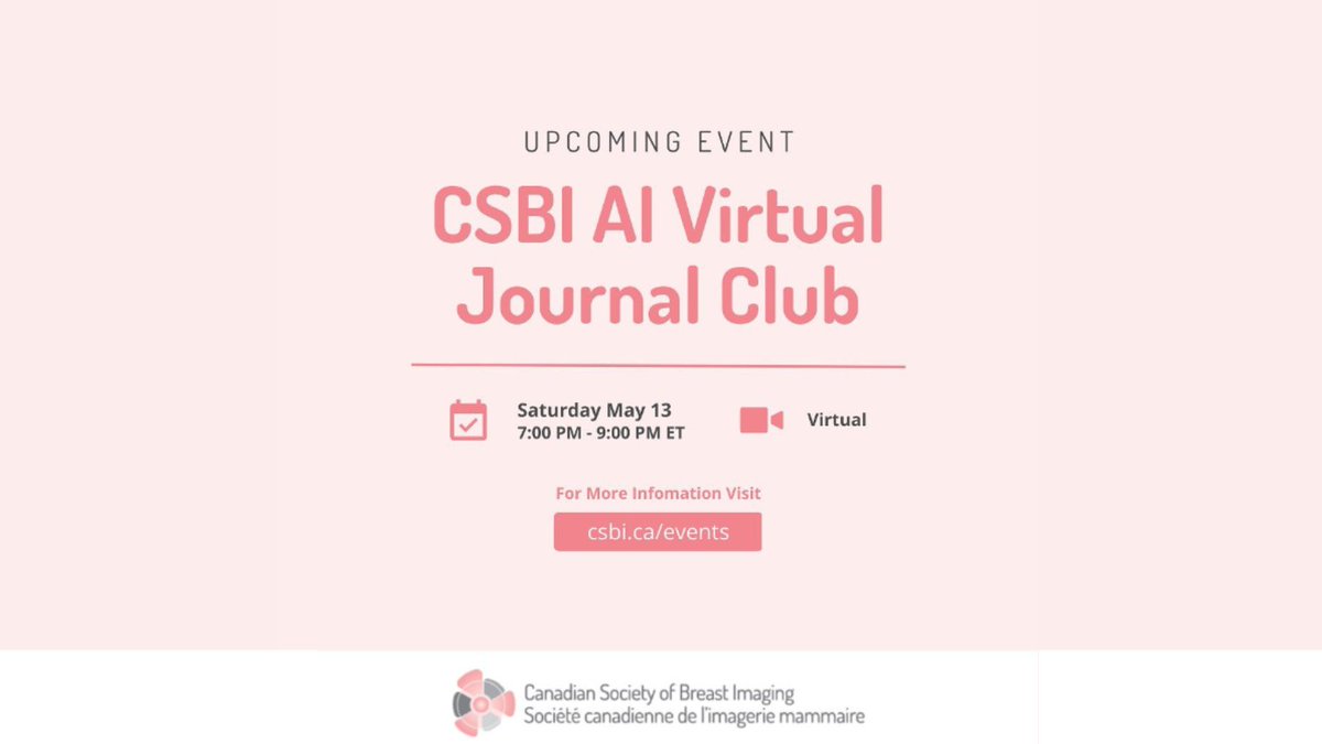 We are excited to invite you to join our first CSBI virtual journal club event!

This is a free event and is open to all interested physicians, technologists and trainees. 

✨Register for FREE
csbi.ca/registration-c…
