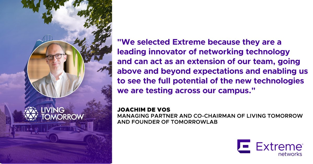 The advanced technologies across the <a href="/LivingTomorrow/">LivingTomorrow</a> Innovation Campus, including automated assistants and surgical robots, will be powered by Extreme's wired and wireless networking solutions, including hundreds of AP4000 #WiFi6E access points. investor.extremenetworks.com/news-releases/…