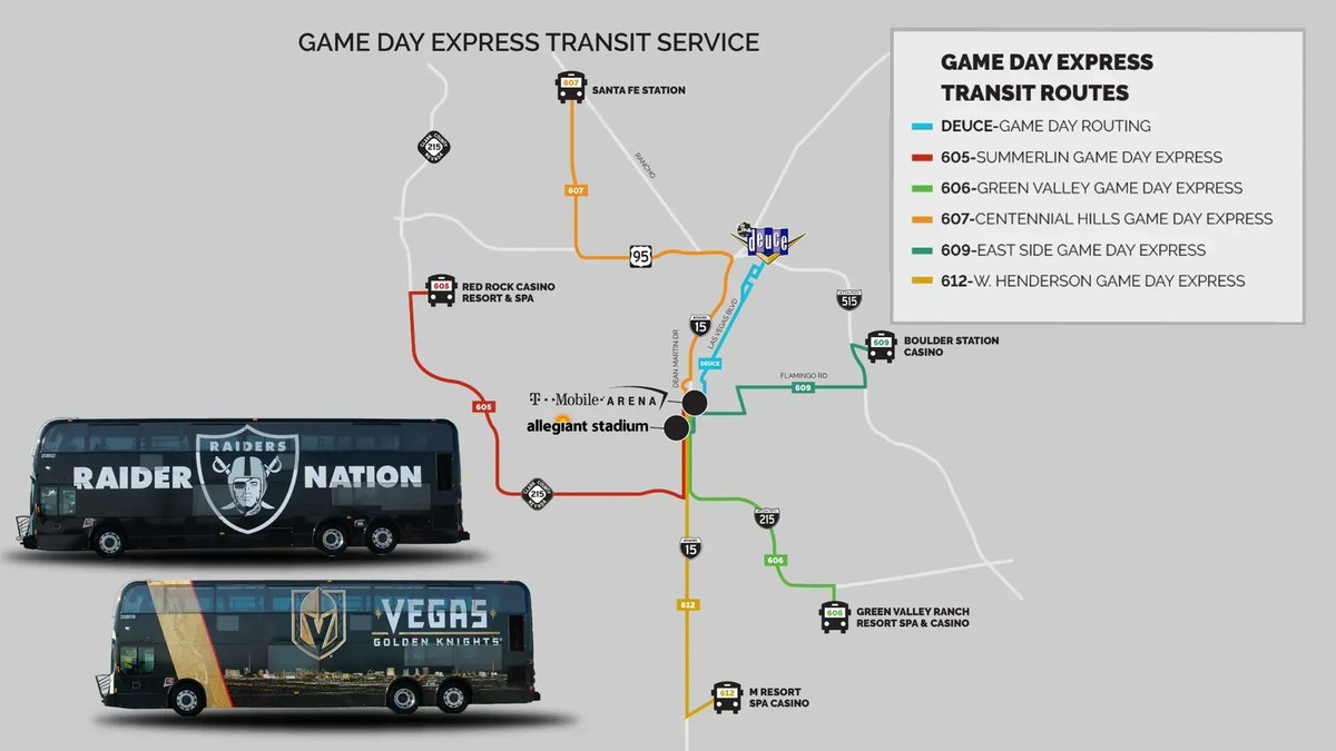 ClarkCountyDES's tweet photo. It's hockey night in #Vegas tonight! #UKnightTheRealm for our #VegasBorn @GoldenKnights #StanleyCupPlayoffs run! Take @RTCSNV’s #GameDayExpress to the Fortress. $4 roundtrip from five convenient locations. 🏒 For pick-up/drop-off sites ▶️ https://t.co/GCjpven4vm. https://t.co/uJKR0tY5DM