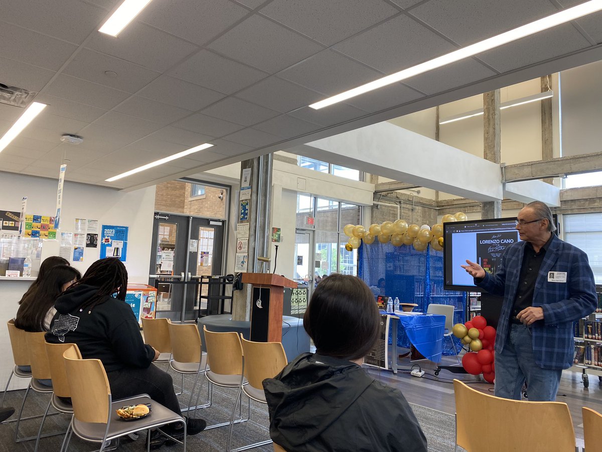 Author Visit with Lorenzo Cano. Dual credit students read his book in class!  Thanks to Mr. Rodriguez for making this visit possible! And of course thanks to Mr. Ramos and our culinary students for the delicious lunch! #milbyreads