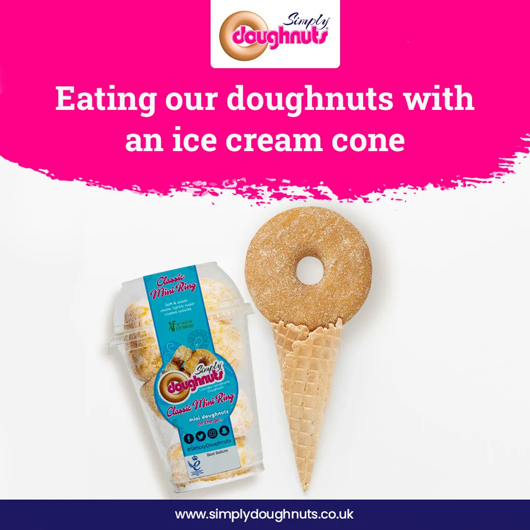 SimplyDoughnuts's tweet photo. Warning: doughnut attempt this at home! Eating our doughnuts with an ice cream cone is so addictive, you may never be able to eat a plain doughnut again. Proceed at your own risk! ππ©π¦ #DoughnutAddiction #IceCreamConeHack #DangerouslyDelicious #Freshforlonger #awardwinning https://t.co/wtTYI28VCY