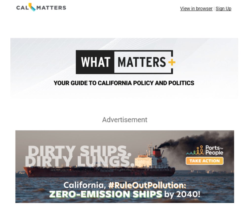 pacenvironment's tweet photo. California, dirty ships = dirty lungs 🫁

Our ad in @CalMatters makes it clear: In California, ocean cargo ships cause asthma, lung disease &amp; cancer. That’s why we need @AirResources to move ocean ships off #FossilFuels by 2040! 🚢 #PortsForPeople #RuleOutPollution

RT to share! https://t.co/aPSZDPUWKy