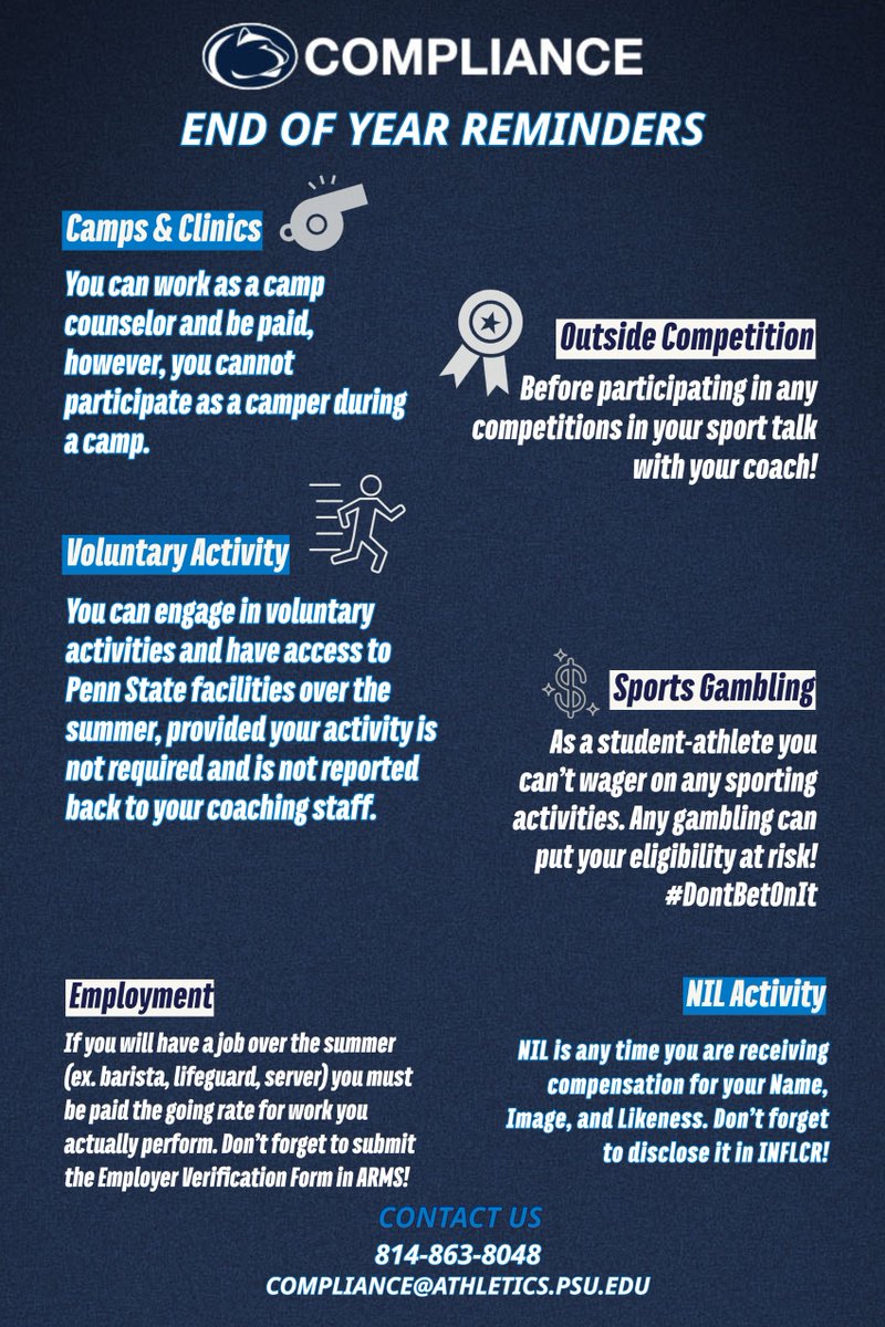 Check out these reminders for student-athletes as we enter into summer! 🕶️☀️🤩❕