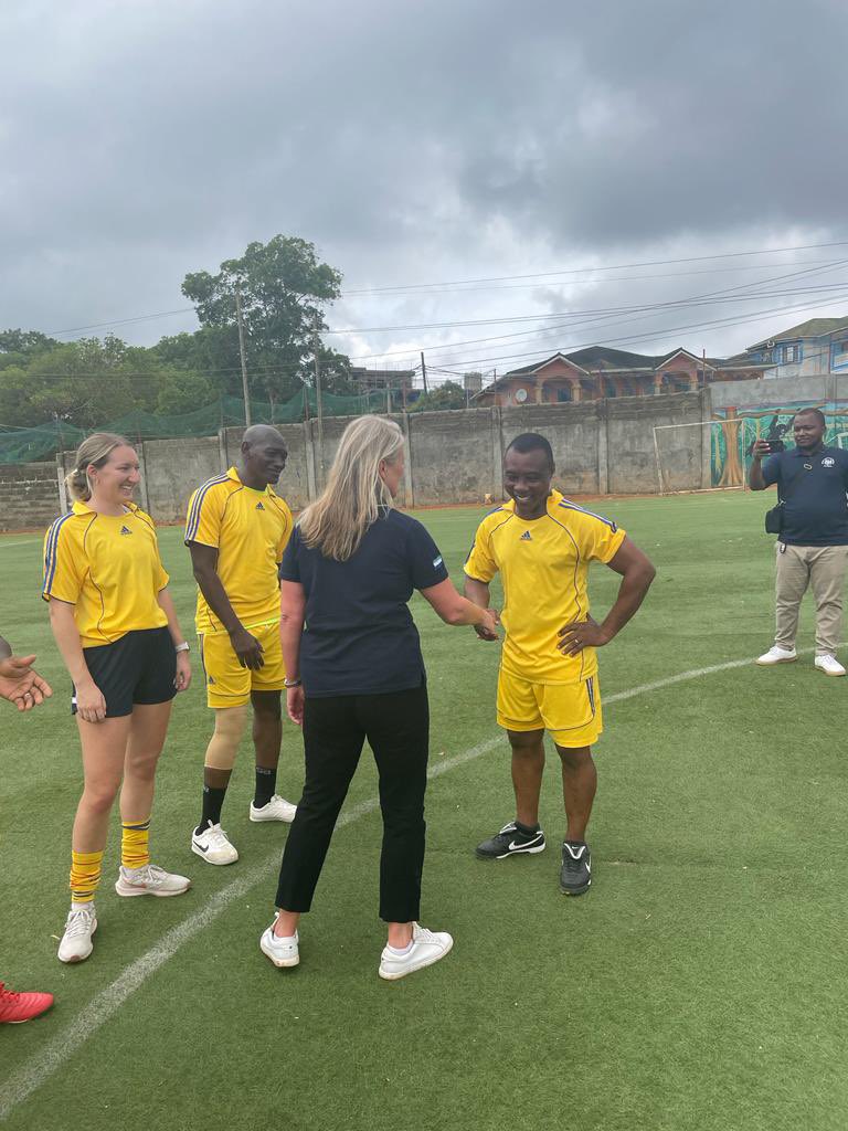 UKinSierraLeone's tweet photo. It’s Throwback Friday! 

Last week, we planted trees and made enrichment materials for 🦧with the Roots and Shoots Team @Tacugama to mark the #Coronation of HM The King Charles III. 
And yes we wrapped up the day with a Football match! These young guys showed off their skills💪⚽️ https://t.co/y1R9zCM5W8