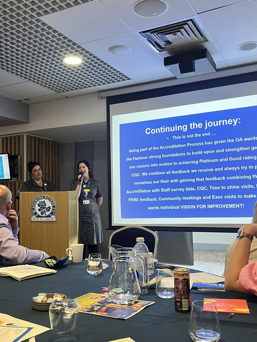 CarlyWhittam's tweet photo. @CainPhillipa and @nursehumphries2 telling the world how the lead the harbour older adult wards to gold accreditation..their passion and drive for excellence is contagious ❤️ #lscftnursesday #harbour #fyldecoast @Stubbs9Louise @WeAreLSCFT https://t.co/REEWmTI4oa