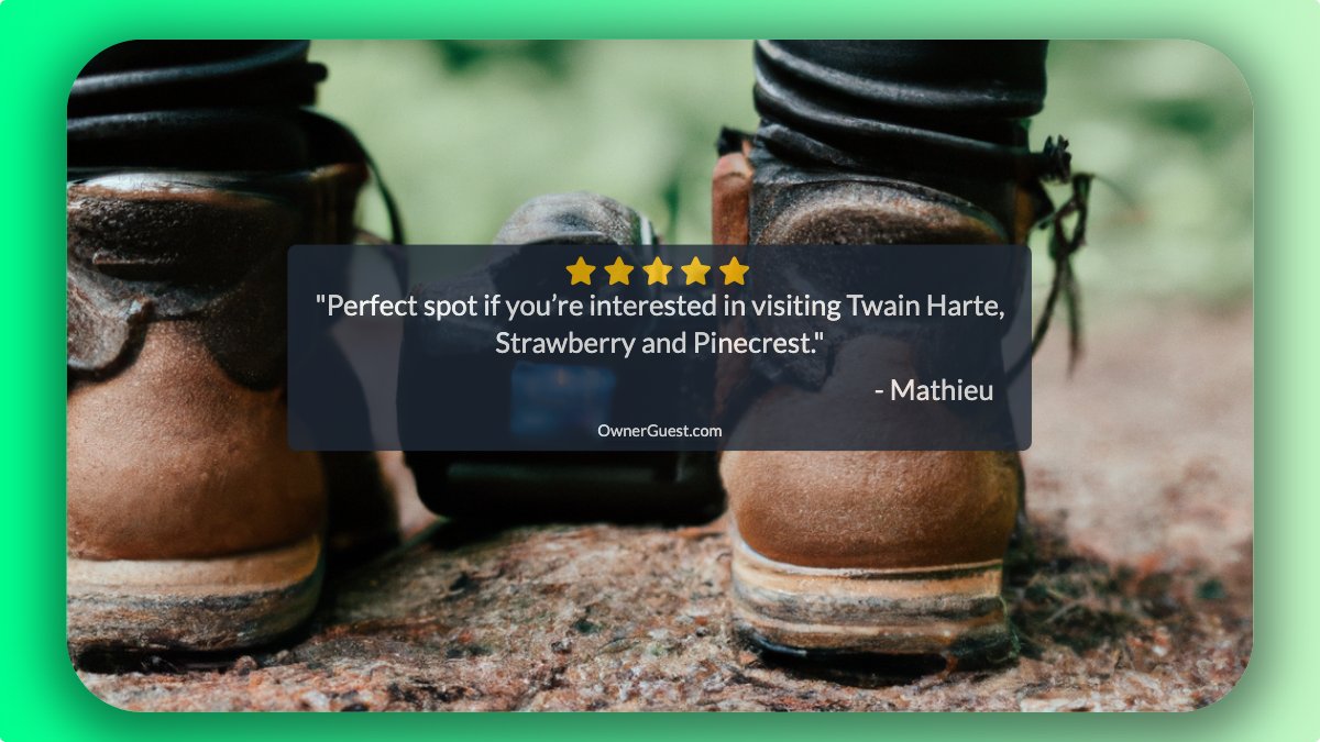 OwnerGuestApp's tweet image. Escape your everyday life and experience the serene beauty of Twain Harte. With so many activities within a 5-minute drive, it’s perfect for a weekend getaway   ownerguest.com/book/154 #weekendgetaway #summervibes  #TwainHarte #chillvibes #sunsets #hiking #getoutside