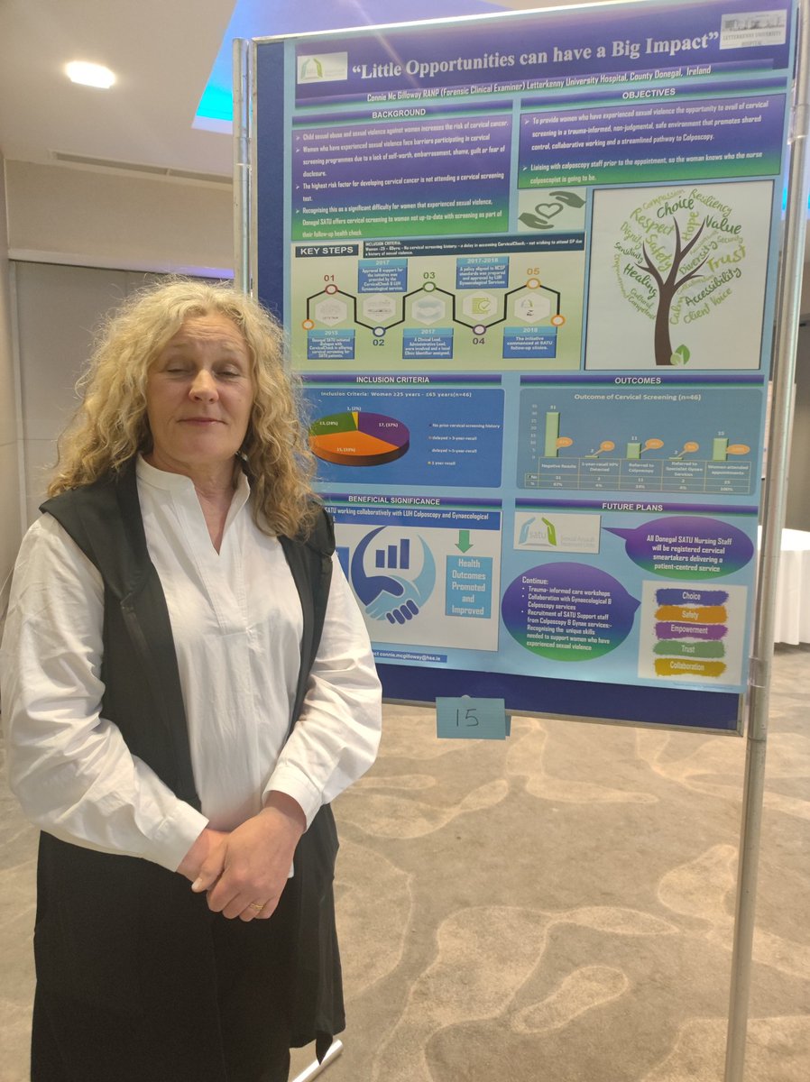 RachaelComer3's tweet photo. 🏆🏆winner alright!Congratulations to Ms Connie McGilloway ANP Forensics Examiner in the Sexual Assault Treatment Unit in Donegal on winning the poster competition.Amazing initiative providing a cervical screening service to women availing of the #SATU service #Colpconference23 https://t.co/zojbbydpzi