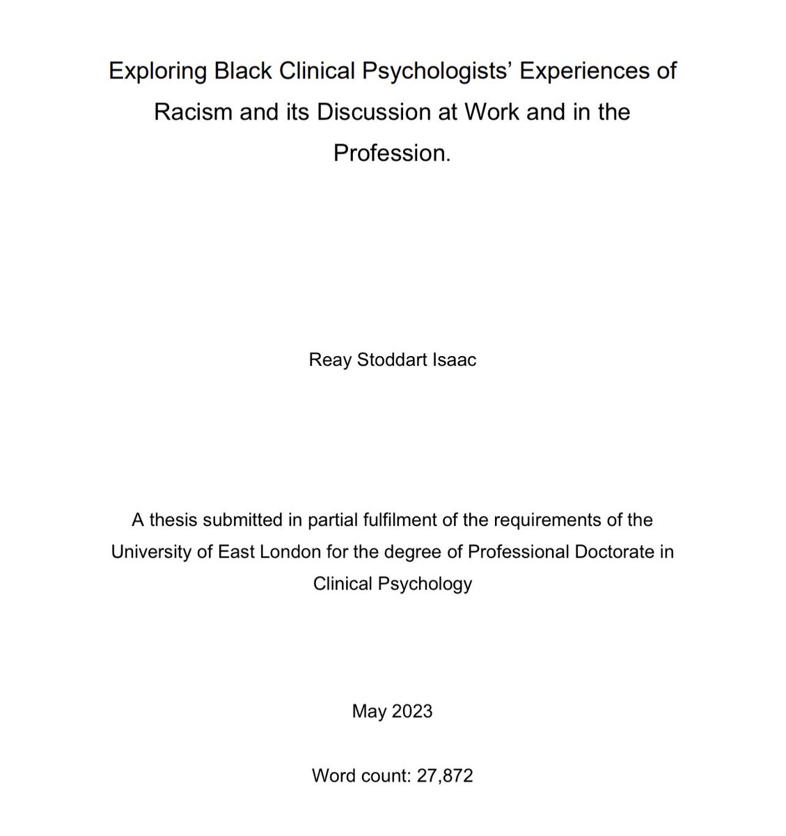Reay_CSI's tweet image. #DClinPsy thesis submitted 🎉✅😮‍💨. I’m so proud of myself🥹!! This thesis has been a labour of love which I’ve dedicated to my grandad. Thank you to everyone who has supported me through this process 💕. ETA for Dr Reay Stoddart Isaac? September 2023 💪🏾
