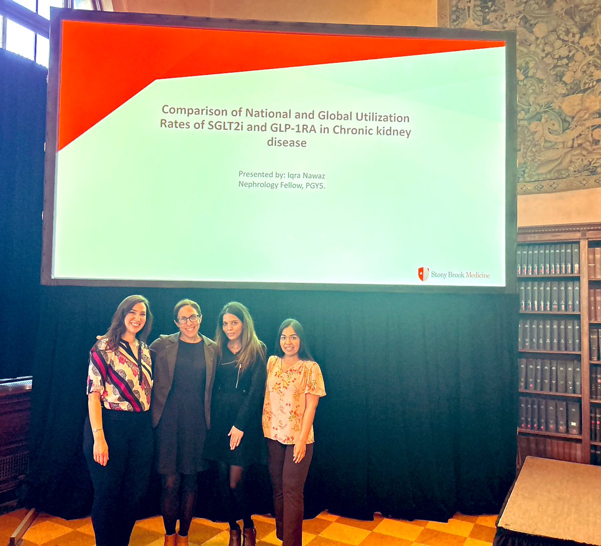 SBNephrology's tweet photo. Congratulations to @_IqraNawaz @SBNephrology @StonyBrookMed for a very successful #research presentation @NYSNKidney Fellows night 👏 #NephTwitter #CKD #kidneyresearch #NYSN #wearestonybrookmedicine https://t.co/FlckWoqY5G