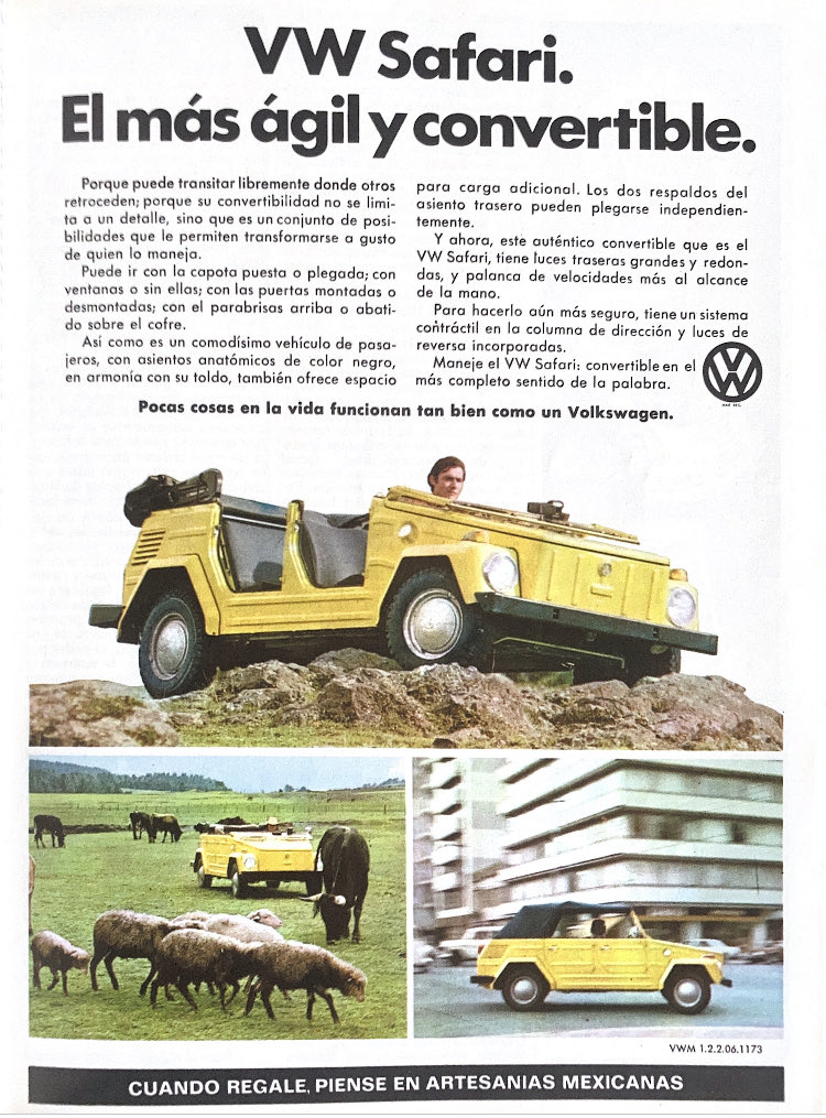 Hace unas décadas. Publicidad del VW Safari.