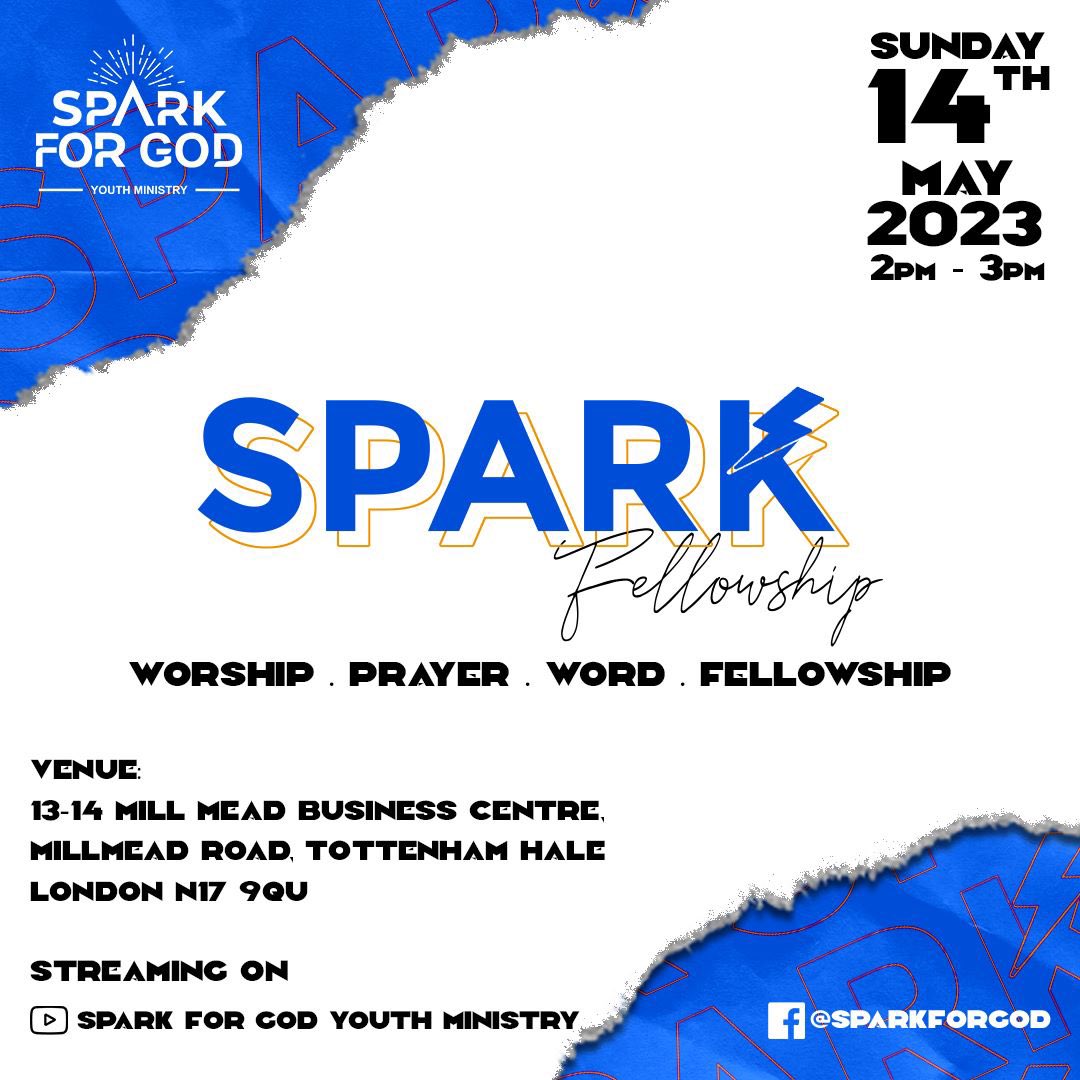 SparkForGodMin's tweet photo. Spark For God Youth Ministry Presents Sunday Youth Services in The Month of May🙌🏿💙
 
Sunday 14th &amp; 21st May 2023 

Join us for Worship,Prayer, Word and Fellowship.
Time : 2:00pm - 3:00pm

Monthly Theme : Looking Forward 

.
.

#SparkForGod #YouthMinistry #YouthFlowship #CACVUH https://t.co/j9I7tPd24h