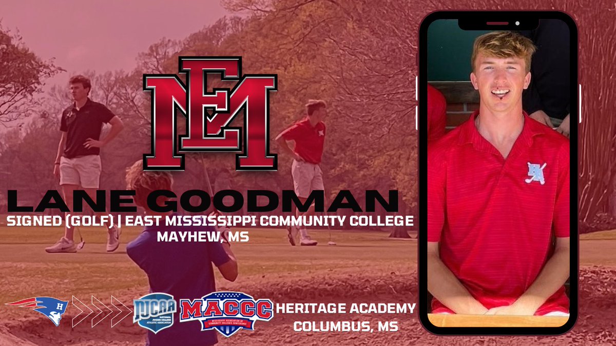 Heritage Academy Athletics | HSN (@hapatriotsports) on Twitter photo Congrats to <a href="/HAPatriots/">Heritage Academy</a> Senior Lane Goodman (<a href="/LaneGoodman25/">Lane Goodman</a>) who signed this morning to play golf at East Mississippi Community College (<a href="/emccgolf/">EMCC Golf</a> <a href="/EMCCathletics/">EMCC Athletics</a>)! We're so proud of him and glad that he's continuing his education and golf career at the next level! Congrats to <a href="/HAPatriots/">Heritage Academy</a> Senior Lane Goodman (<a href="/LaneGoodman25/">Lane Goodman</a>) who signed this morning to play golf at East Mississippi Community College (<a href="/emccgolf/">EMCC Golf</a> <a href="/EMCCathletics/">EMCC Athletics</a>)! We're so proud of him and glad that he's continuing his education and golf career at the next level!