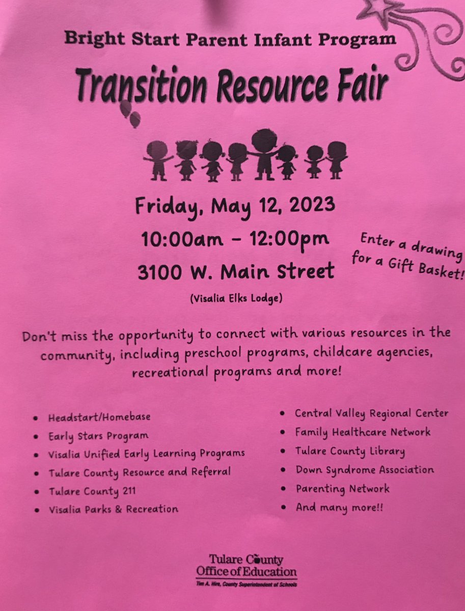 The TCOE BrightStart Transition Resource Fair is happening this morning. An opportunity for families to find out more about many great early childhood resources, including the VLC and @earlychildhoodedvusd