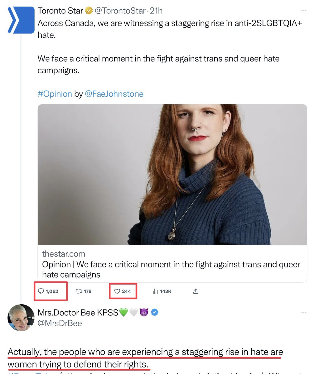 coachblade's tweet photo. Lipstick and all… but #Canadian women aren’t buying the claptrap.
A positive sign!
If @TorontoStar has integrity it will give equivalent platform and profile to a rebuttal from the female side of the population.

#RespectCanadianWomen
#ProtectCanadianWomen
#SupportCanadianWomen

#SexBasedRights 
#CharterRights for #FemalePersons 

Canadian Women are Female Persons - October 18, 1929 🏆

#cdnpoli