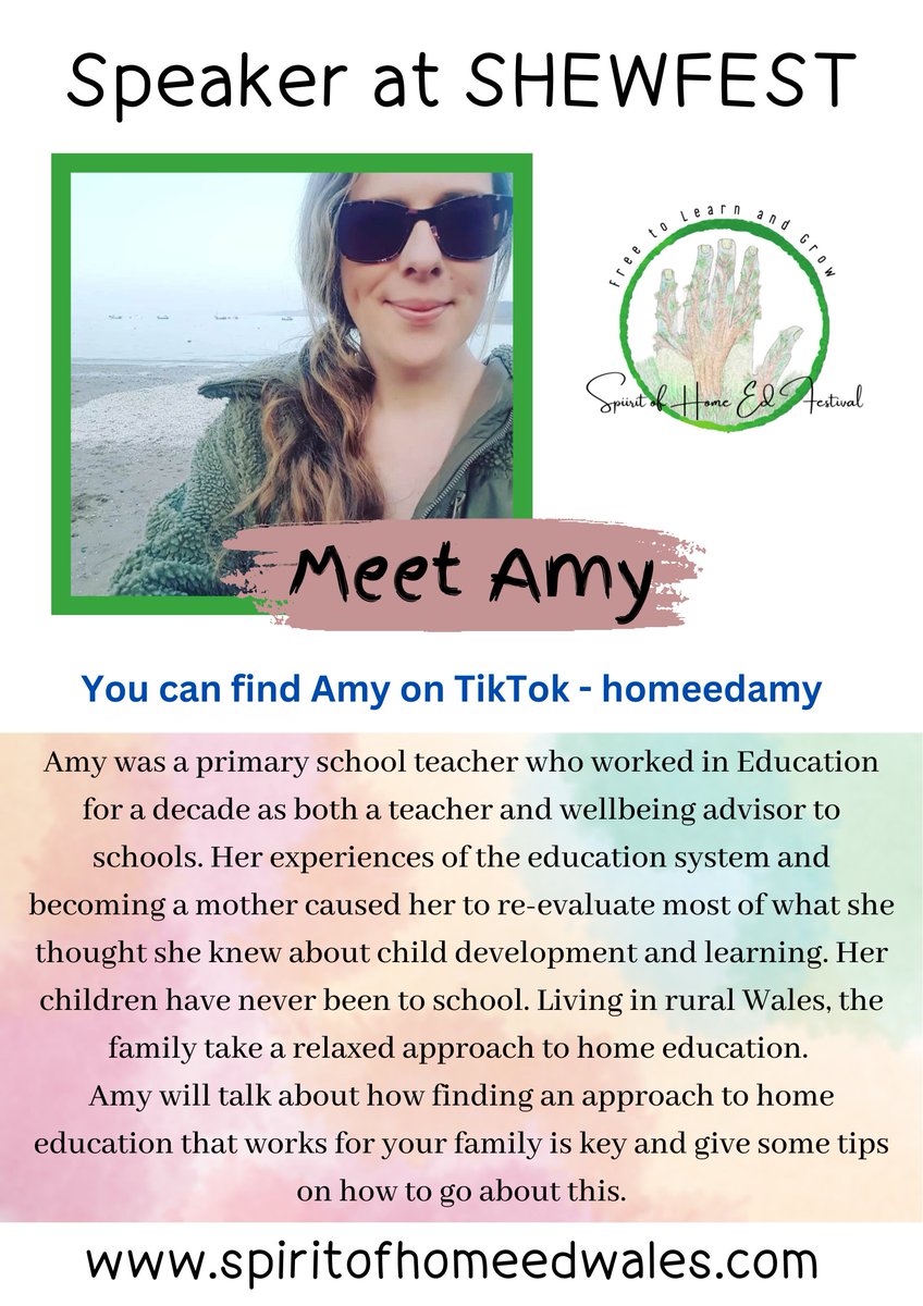 Were super happy to have Amy on board with us in July for our SHEWFEST! We will have a few different speakers sharing their tips and knowledge when it comes to home education. 
#homeeducation #spiritofhomeedwales #homeeducationcymru #NormaliseHE #ChangeTheNarrativeHE