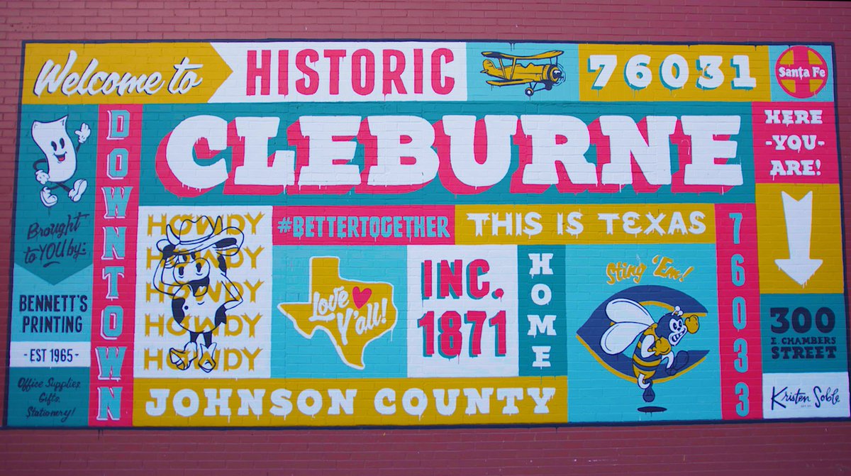 YOLO_TX's tweet photo. Get to know the creative side of Visit Cleburne with YOLO TX.
@VisitCleburne 
🎨: JN Long Cultural Arts Center 
🖼️: Red Horse Art Gallery 
🍷: Stone Trough Mercantile 
🍔: @GrumpsBurger  

https://t.co/MPnN1pvR6w https://t.co/y0EaVEDfe5