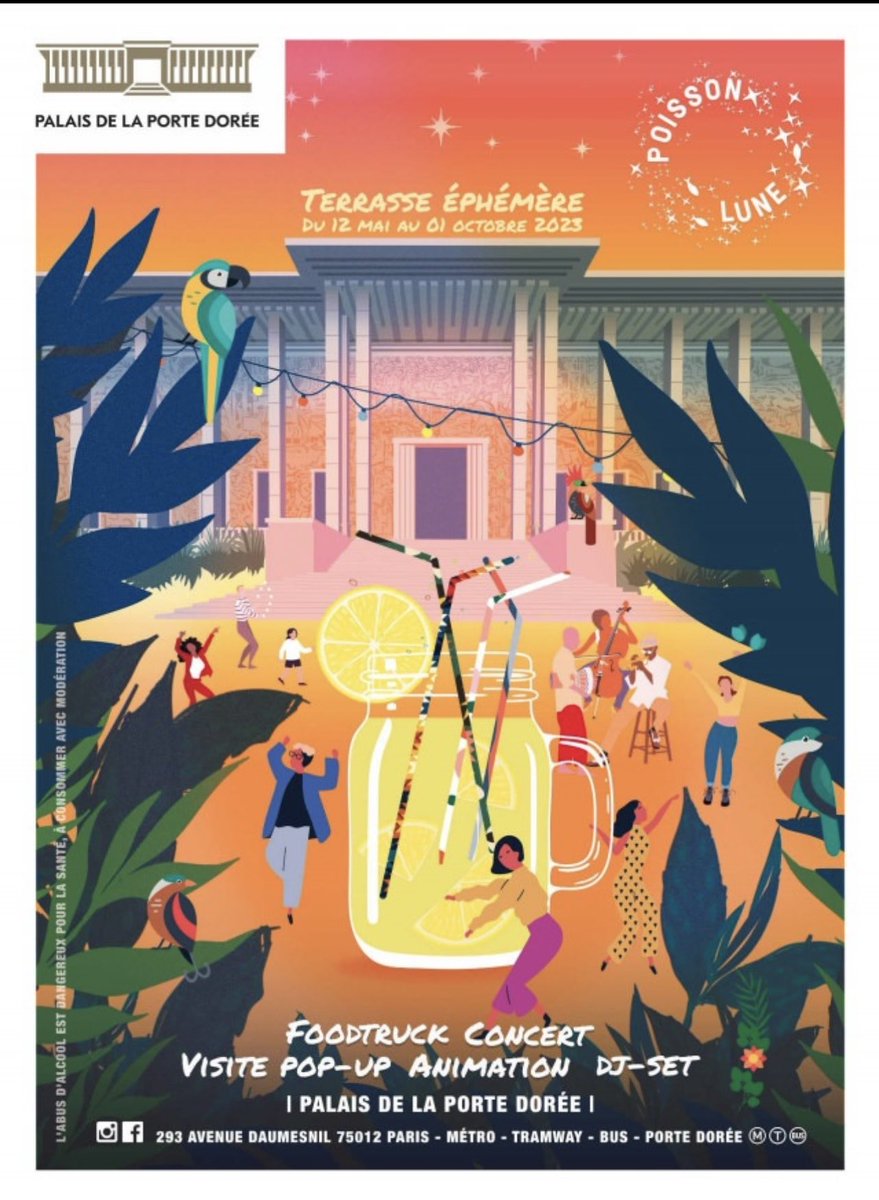 Constance_Riv's tweet photo. La terrasse du Palais de la Porte Dorée est de retour! Bar, musique, danse, food truck, espace enfants… quelle joie ! Et en plus ce week-end il fait beau @Palaisptedoree #terrasse #boireunverreaparis #terrasseparis #musee https://t.co/uq6unW04af