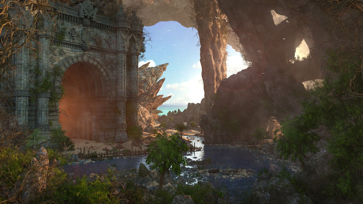 Another stunning environment from a master 3D landscape artist <a href="/marc_mons/">marc mons</a>. This island gate was created in #AutodeskMaya. bit.ly/3I2WFMi