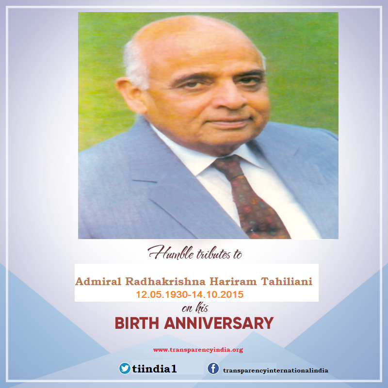 Today we mark the 93rd Birth anniversary of our founder R H Tahiliani &amp; celebrate his #anticorruption work and achievements #R_H_Tahiliani #TAHILIANI
