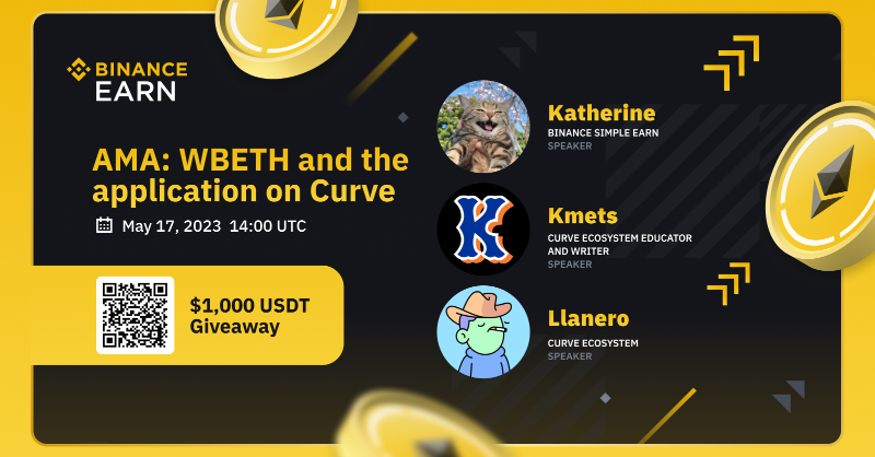binance's tweet photo. Join us on #Binance Live for a $WBETH AMA, featuring @CurveFinance's @kmets_ and @iamllanero.

🗓️ May 17, 2023.
⏰ 14:00 UTC.

There will also be 1,000 $USDT to be won - see the tweet below for how to participate.

Set a reminder ⤵️