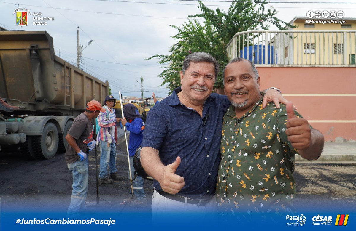 cesarencaladae's tweet photo. Gracias al personal de Obras Públicas del Municipio por su gran labor desarrollada a favor del desarrollo barrial. 

Nunca olviden que Juntos Cambiamos Pasaje. https://t.co/pGlMpbZggu