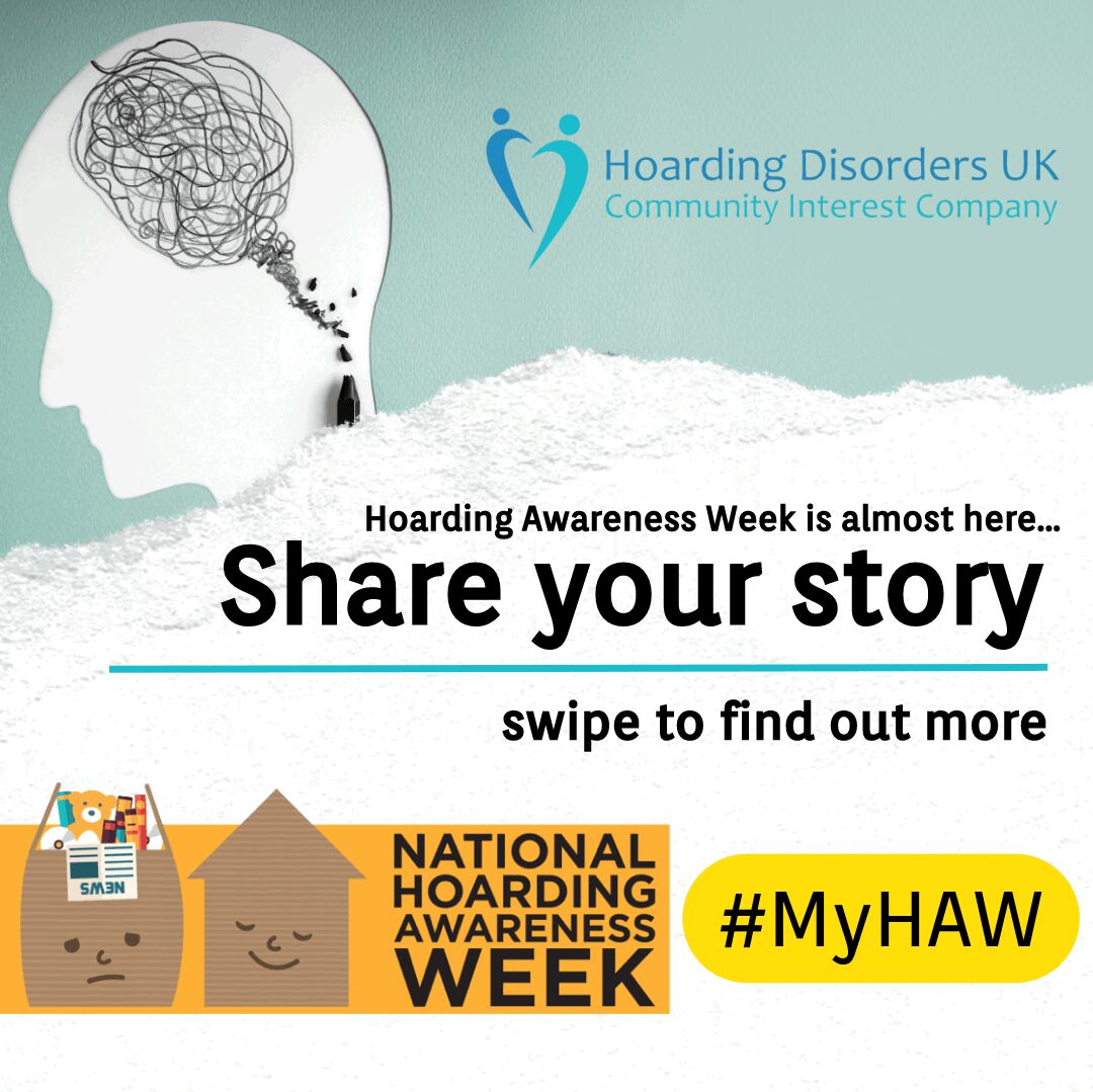 HoarderDisorder's tweet photo. SHARE YOUR STORY! 📝 HOARDING AWARENESS WEEK 15th-19th MAY 

@hoardingawarenessweek and Clouds End CIC want to hear your story... 

To find out more, HEAD TO:
https://t.co/6hQ1dnngbh 

#hoardingdisorder #hoarding #hoardingawarenesstraining #hoardingsupport #HAW2023 #MyHAW https://t.co/5sMMRf9ZKP