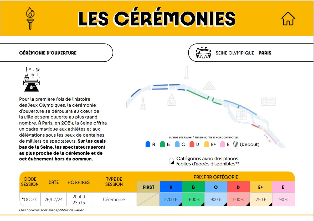 xurlop's tweet photo. Dites @Paris2024, ca va on vous gêne pas ? La moitié des places disponibles coutent un mois de salaire, plus de 1500€. Ca valait le coup de faire une cérémonie d'ouverture sur 20km si c'est pour qu'il y aie personne parce que les places sont inatteignables https://t.co/NXNlDDWIR5