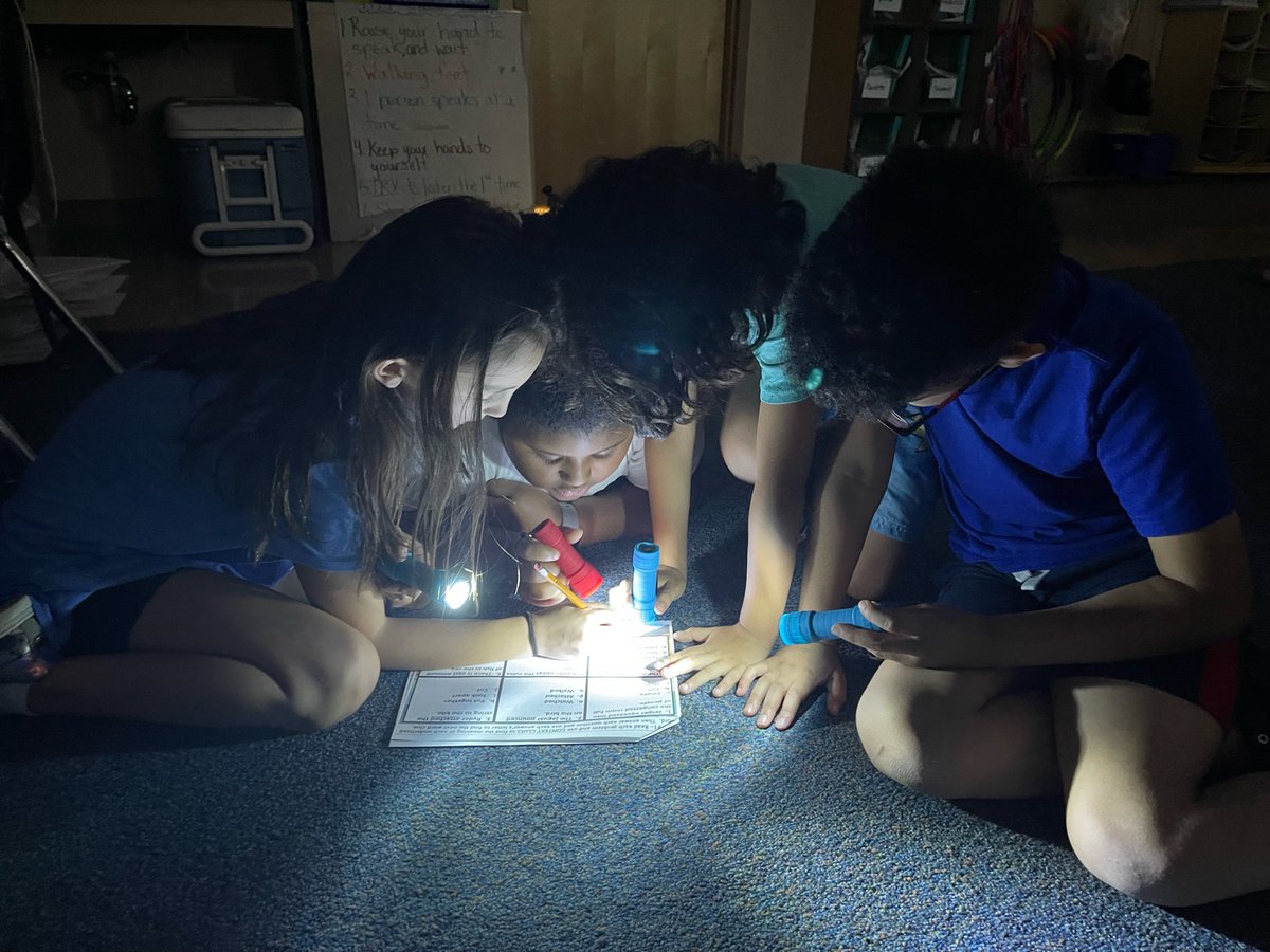 forestcityelem's tweet photo. Mrs. Davis' class had flashlight Friday and did an escape room as part of their 10 day countdown! The students used flashlights to crack the codes and bring normalcy back to the classroom. https://t.co/bZBfQIy0ei