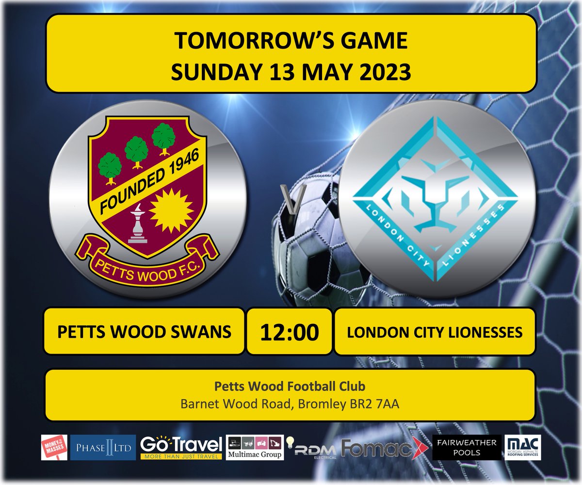 PettsWoodSwans's tweet photo. TOMORROW's FIXTURE We look forward to welcoming
@LCL_Kent_PDP 
Saturday 13 APRIL 2023 | 12noon kickoff https://t.co/mpgeiQYV30