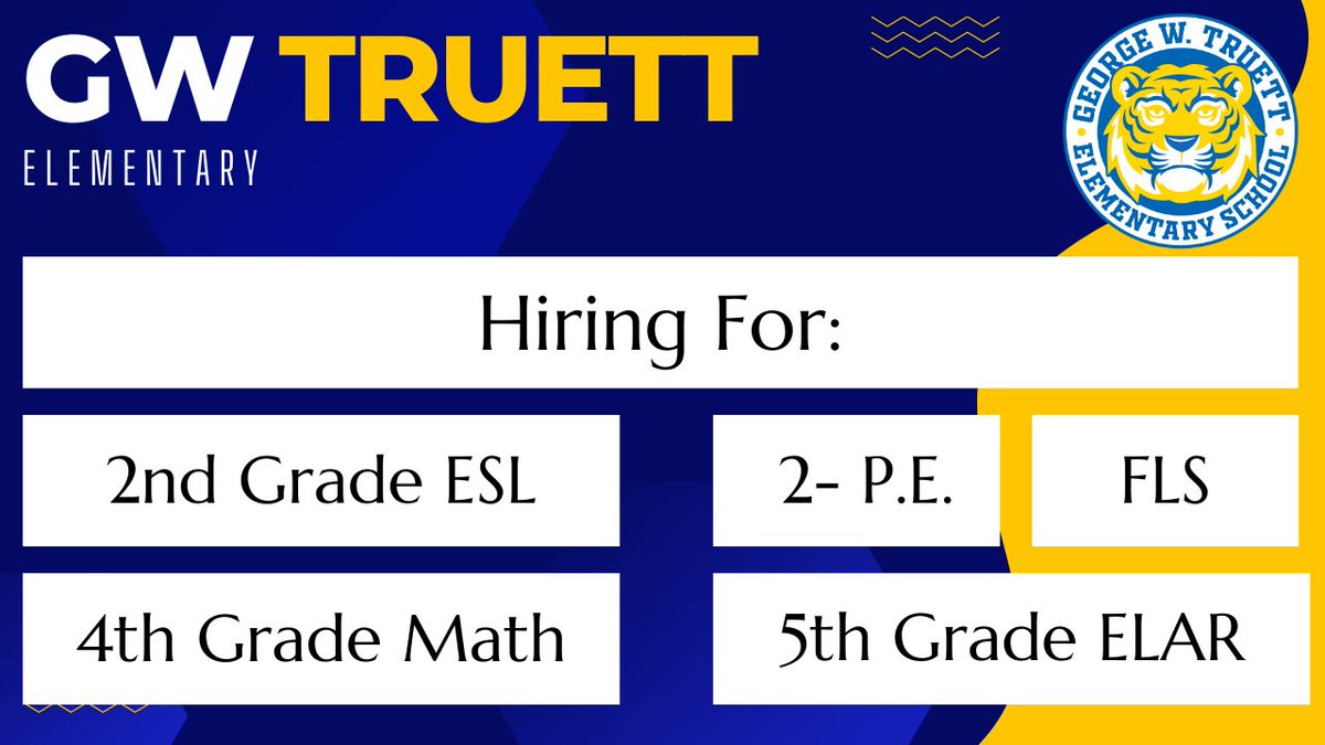 Are you looking to join an awesome campus filled with outstanding team members? Look no further! @GWTruett is the place to be! Come to the Dallas ISD job fair this Saturday! #inspiringrelationships #growthmindset #highexpectations @ACEDallasISD @PrincipalBernal @TeamDallasISD