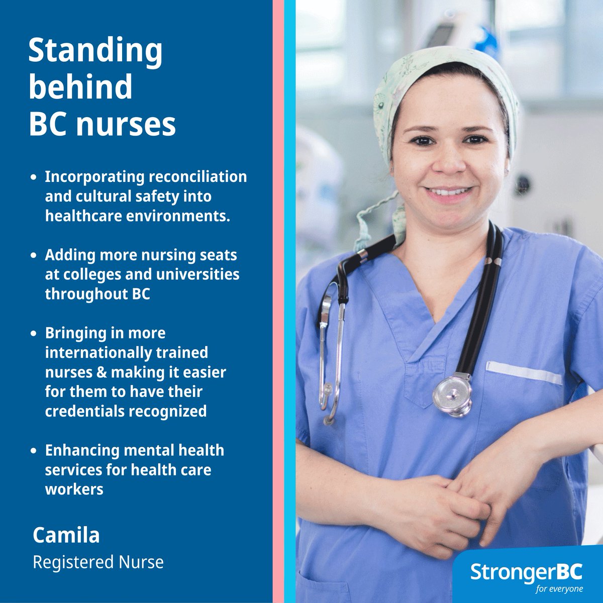 BCGovNews's tweet photo. Nurses provide quality, compassionate care &amp; unwavering dedication to the people they serve. We're taking steps to strengthen our nursing workforce, and make health-care environments safer. Thank you to BC's nurses who keep our communities and loved ones safe and healthy! https://t.co/ASyWs42C0v