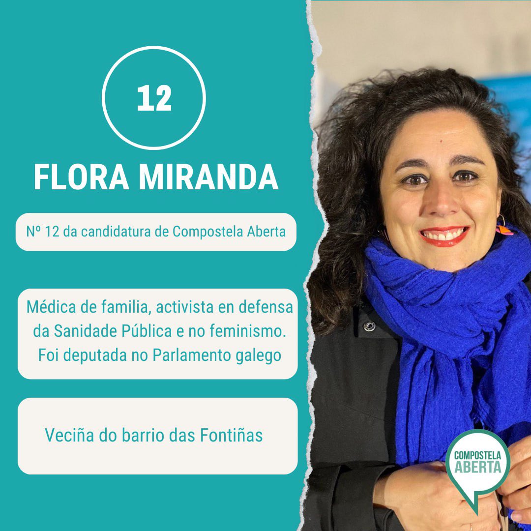 compostelaberta's tweet photo. 🗳️ 12 de maio, número 12 da candidatura de Compostela Aberta: Flora Miranda

#FalemosDoQueImporta
#PoloQueImporta https://t.co/fJSyD6Wa6I