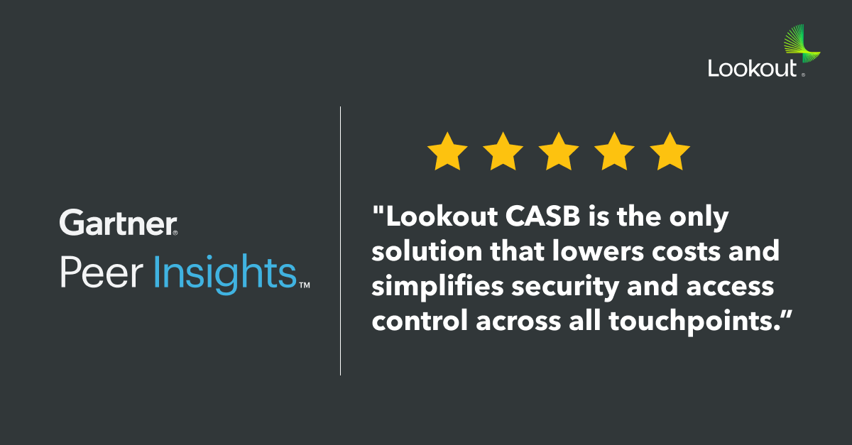 Lookout's tweet photo. #CASBs help close security gaps and deliver cloud-specific security capabilities that traditional perimeter-focused products can’t.
Hear from our customers on #GartnerPeerInsights: https://t.co/RQTPnbfz0M https://t.co/mVlSUxNrGi