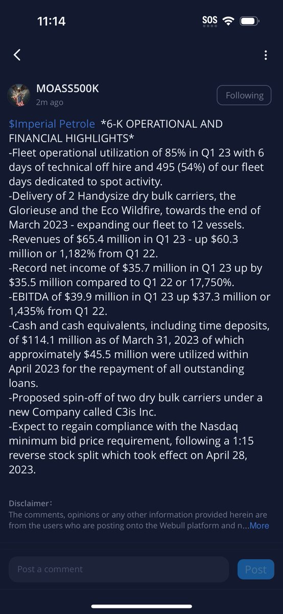 LizWhistle's tweet image. #IMPP $IMPP 6K filing info ✅No Debt, Net Income up 17,750% since Q1 22 - Q1 23 NASDAQ compliant as of today🤑👌🏼👀😁👍🏼👇🏼👇🏼👇🏼