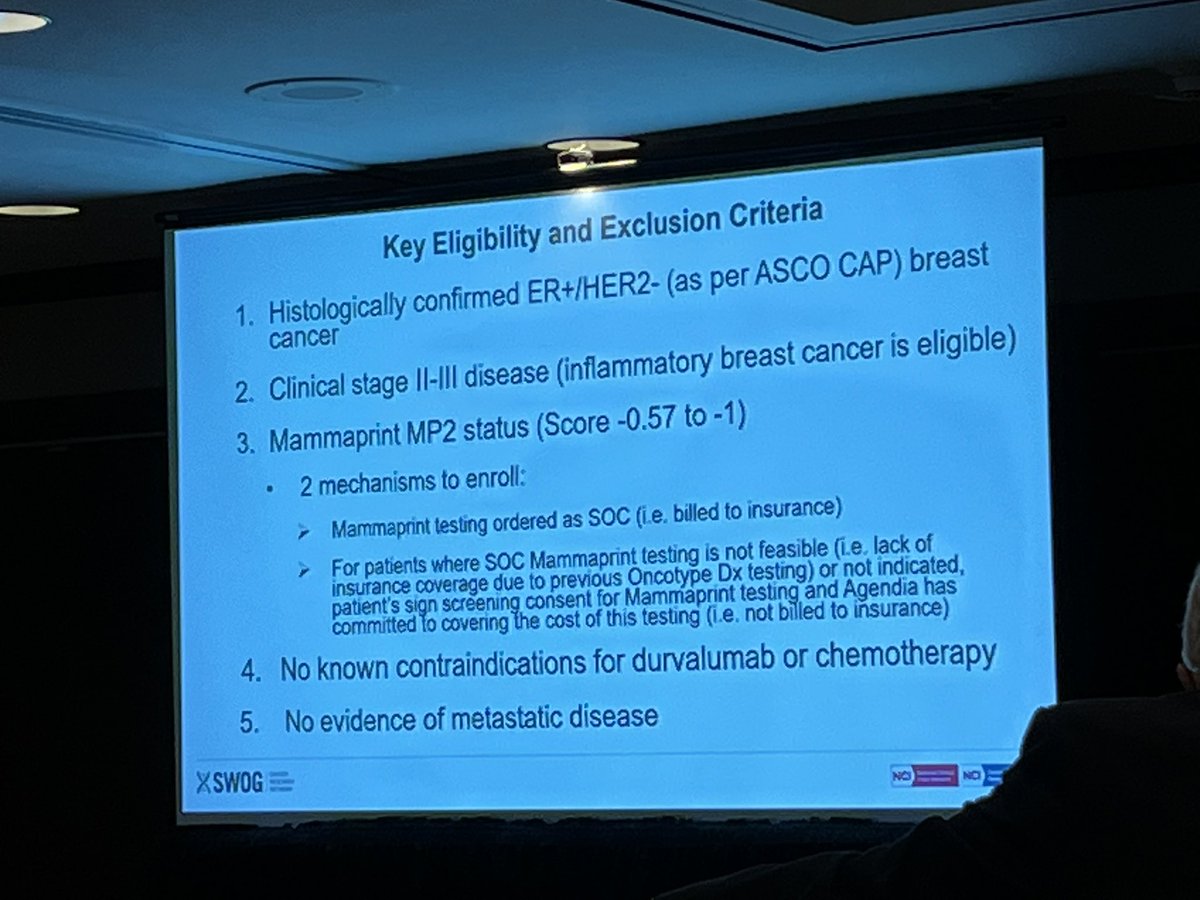 DrMedOnco's tweet photo. S2206 trial using neoadj durvalumab with standard chemo in Breast cancer ER+HER2 stage II-III mammaprint ultra high patients. The next big step, using genomic firms in decision taking during the neoadj setting. https://t.co/jbDgYOFXBg