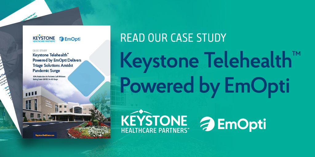 KeystoneHCP's tweet photo. #Telehealth is here to stay, and we're leaning in! Using our Tele-triage solution, this #hospital was able to reduce LWBS by 93%. Find out how: https://t.co/9mVI3t8BKj https://t.co/s5B1vF5ZlP