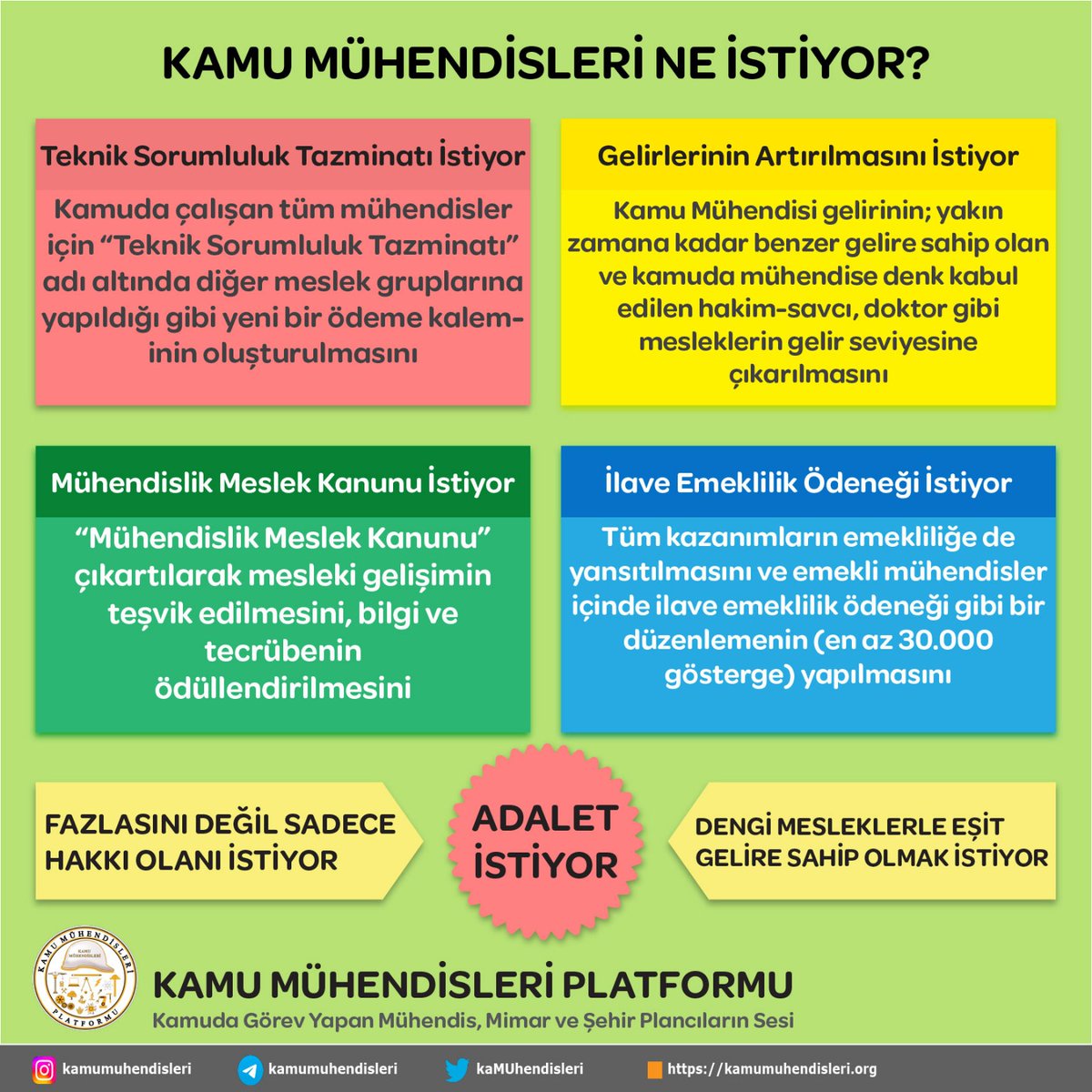 <a href="/ErcanSeki/">ERCAN SEKİ</a> <a href="/RTErdogan/">Recep Tayyip Erdoğan</a> <a href="/tgrthabertv/">TGRT HABER</a> Sayın Ercan Bey Kamu mühendislerinin kaybettiği itibarı ve adaleti arayışını,  mali ve özlük haklarının iyileştirilmesi konusunu sayın Cumhurbaşkanımıza sorar mısınız? 
Kamu mühendisleri #kaMUhendisicinAdalet istiyor.