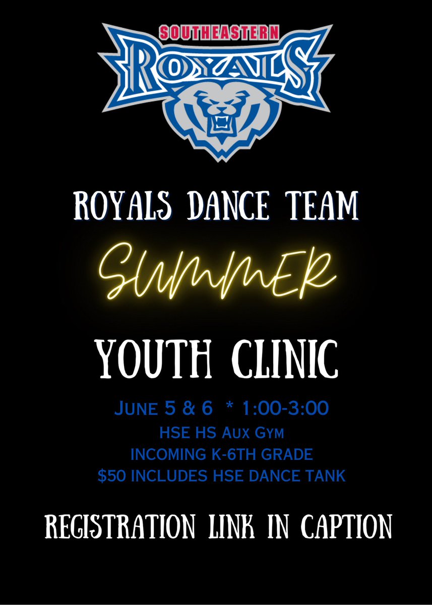 Calling all HSE youth dancers, grades K-6th! Registration is now open for our summer youth dance clinic! ✨💙

REGISTER HERE:
forms.gle/Vsox7jpejsQdnL…
