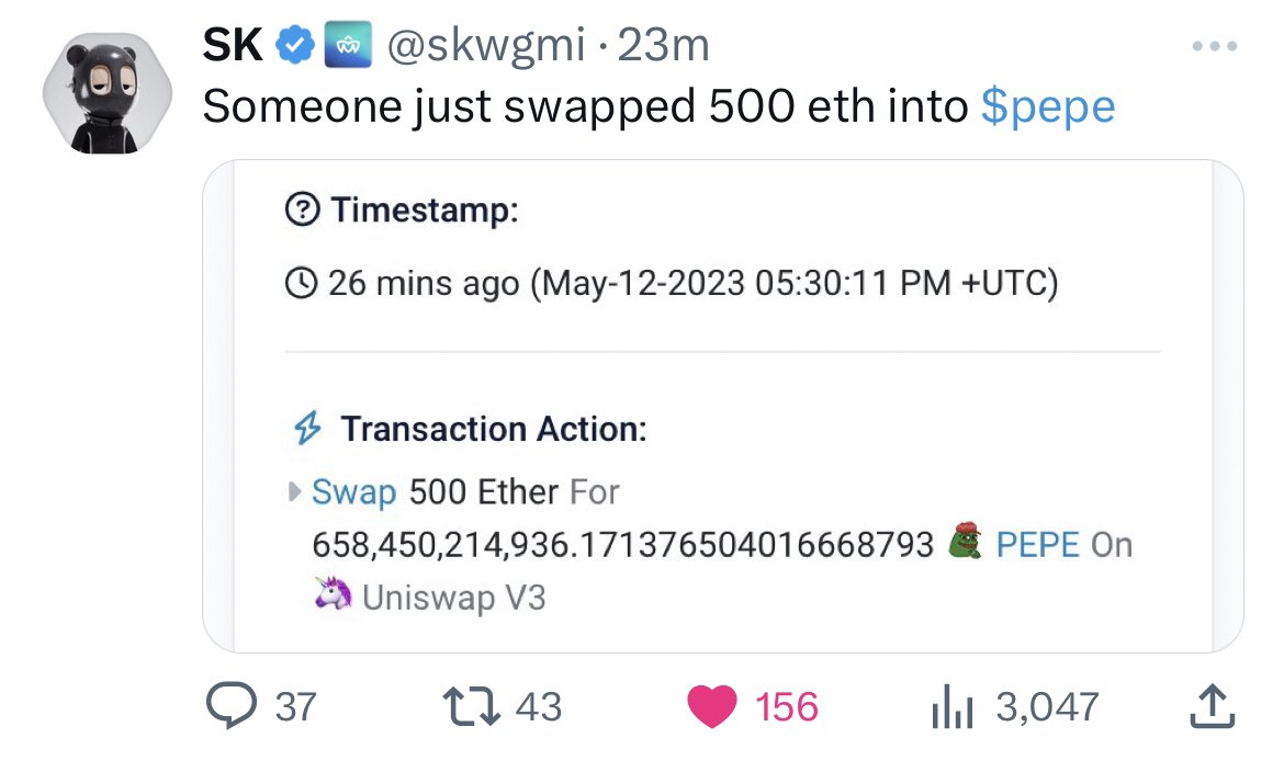 Someone bought nearly $1,000,000 $pepe