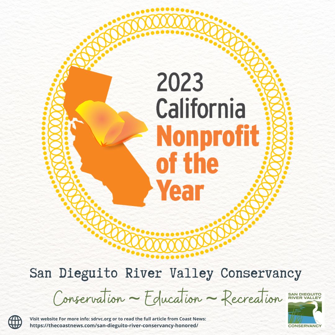 sdrvc's tweet image. We are very proud to announce that San Dieguito River Valley Conservancy has been selected as a 2023 Nonprofit of the Year by state Sen. Catherine Blakespear.

@catherineblakespear
#CalNOTY2023
#caleg
#NonprofitPower
#SDRVC
#SDRP
#SanDieguitoRiverPark
@CalNonprofits