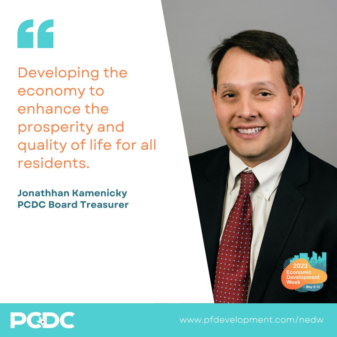 Jonathan Kamenicky is a valued member of the #PCDC board who strongly believes in the power of economic development to improve residents' lives. 

#EconDevWeek23 #EDW2023 #EconDevWeek #connectPF #pflugervilletx  #CentralTexas #CTX #businessfriendly #prosperity #qualityoflife