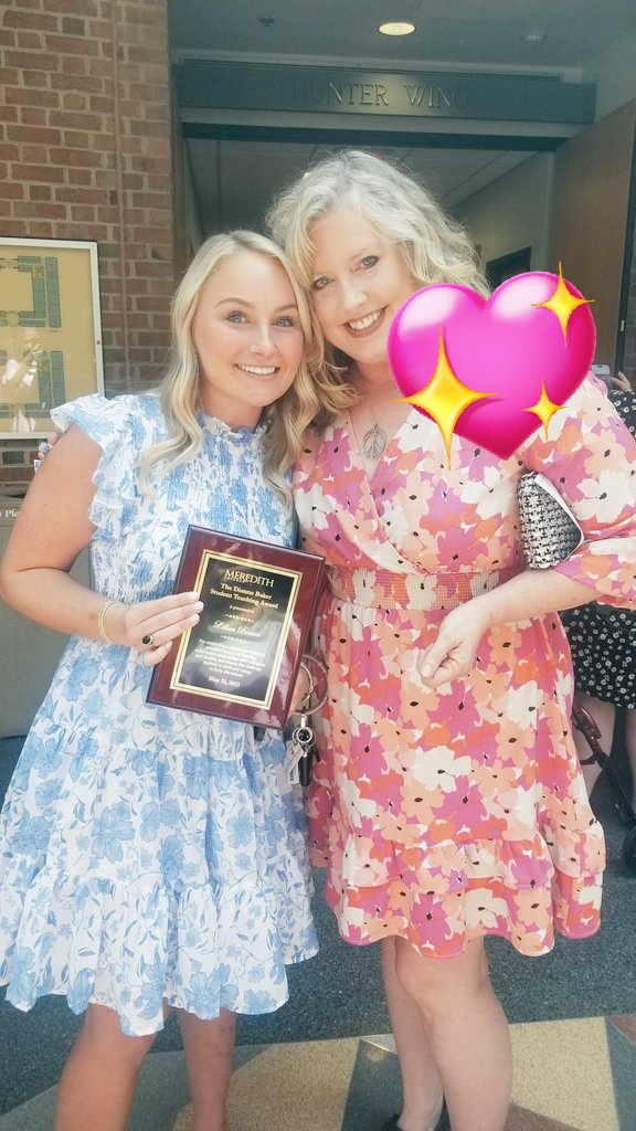 MissDukeAB's tweet photo. I had the honor of attending @MeredithCollege Department of Education's Intern Reception today. My student teacher received the #kappadeltapi recognition and the #DianneBakerStudentTeacherAward!
@LRESLions, she's also officially part of our #Pride! @WCPSS https://t.co/W3vgnYFgOA