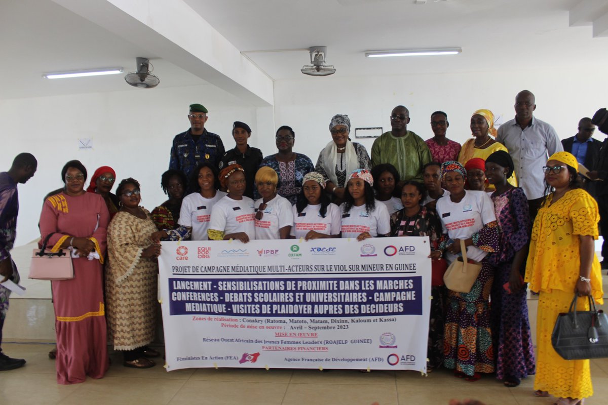 MakaSOUMAH2's tweet photo. ROAJELF-GUINEE/Féministes en Action-AFD: Lancement de la campagne média multi acteurs sur le viol sur mineures à Conakry. Des séries de sensibilisation et de plaidoyer prévues dans l'agenda pour 6 mois. Merci à Mme Maimouna Yombouno, 1ère Vice présidente du CNT https://t.co/EjkBd3Vq7o