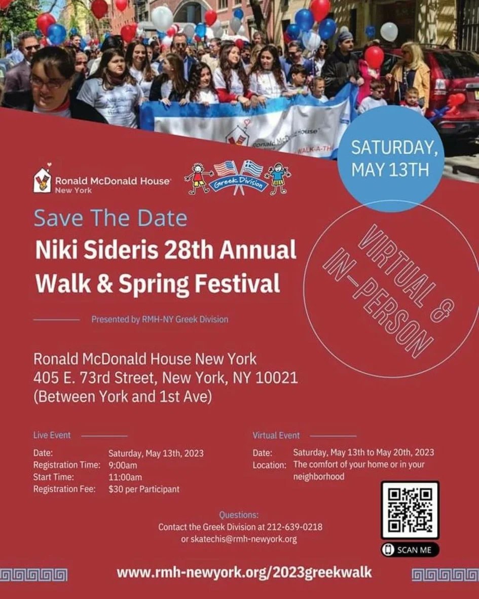 InteHellenicSoc's tweet photo. Come walk with us to support pediatric cancer with the Greek Division of the Ronald McDonald House tomorrow morning!  

#pediatriccancer
#CancerAwareness #cancerwalk
#ronaldmcdonaldhouse https://t.co/eaBlKqdF9O