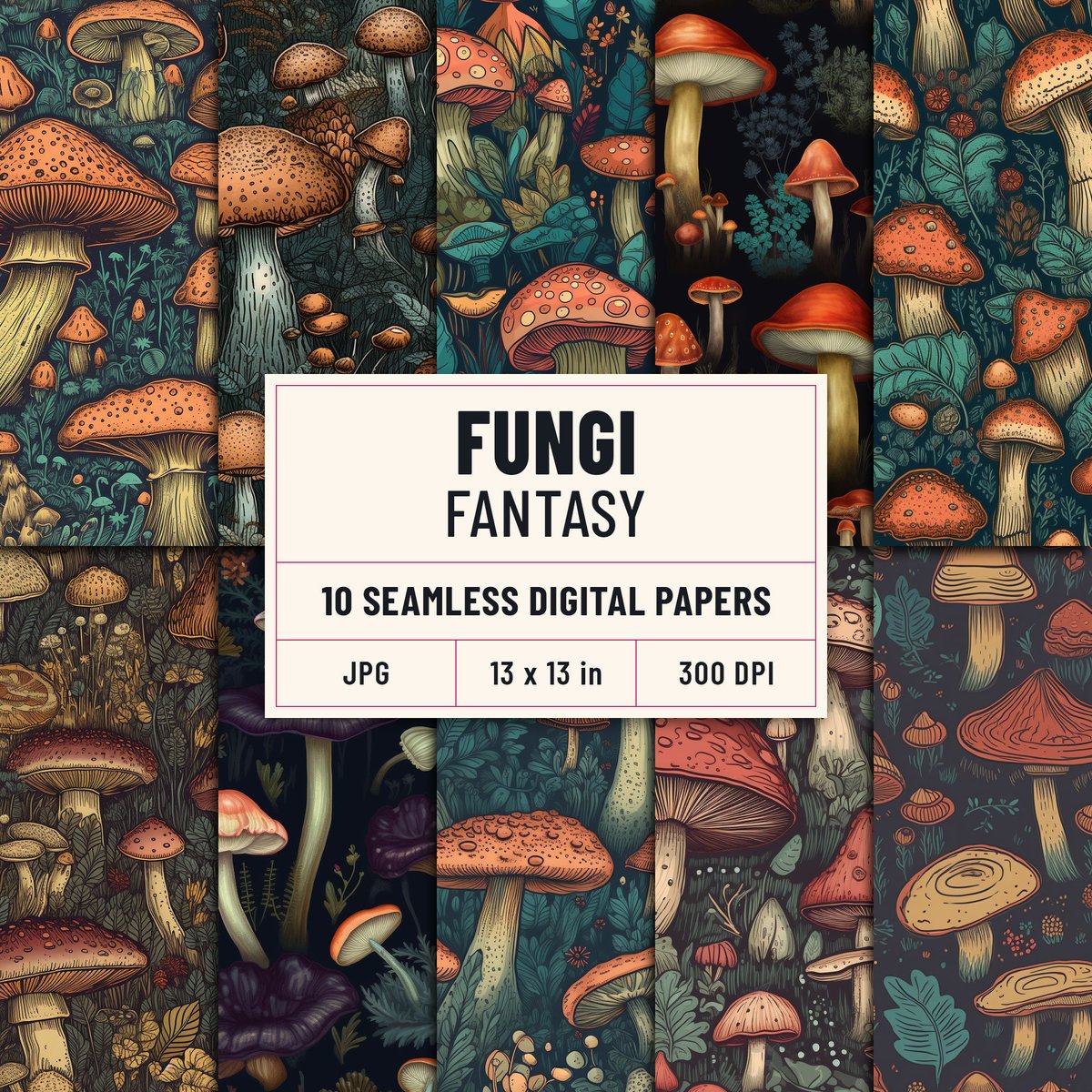 VirtualCanvasD's tweet image. The Fungi Fantasy Seamless Digital Scrapbook Collection is a stunning set of printable images and seamless designs that are perfect for crafting and scrapbooking projects. etsy.me/42SjLNE#seamle… #digitalpaperpack #printablepatterns #etsy