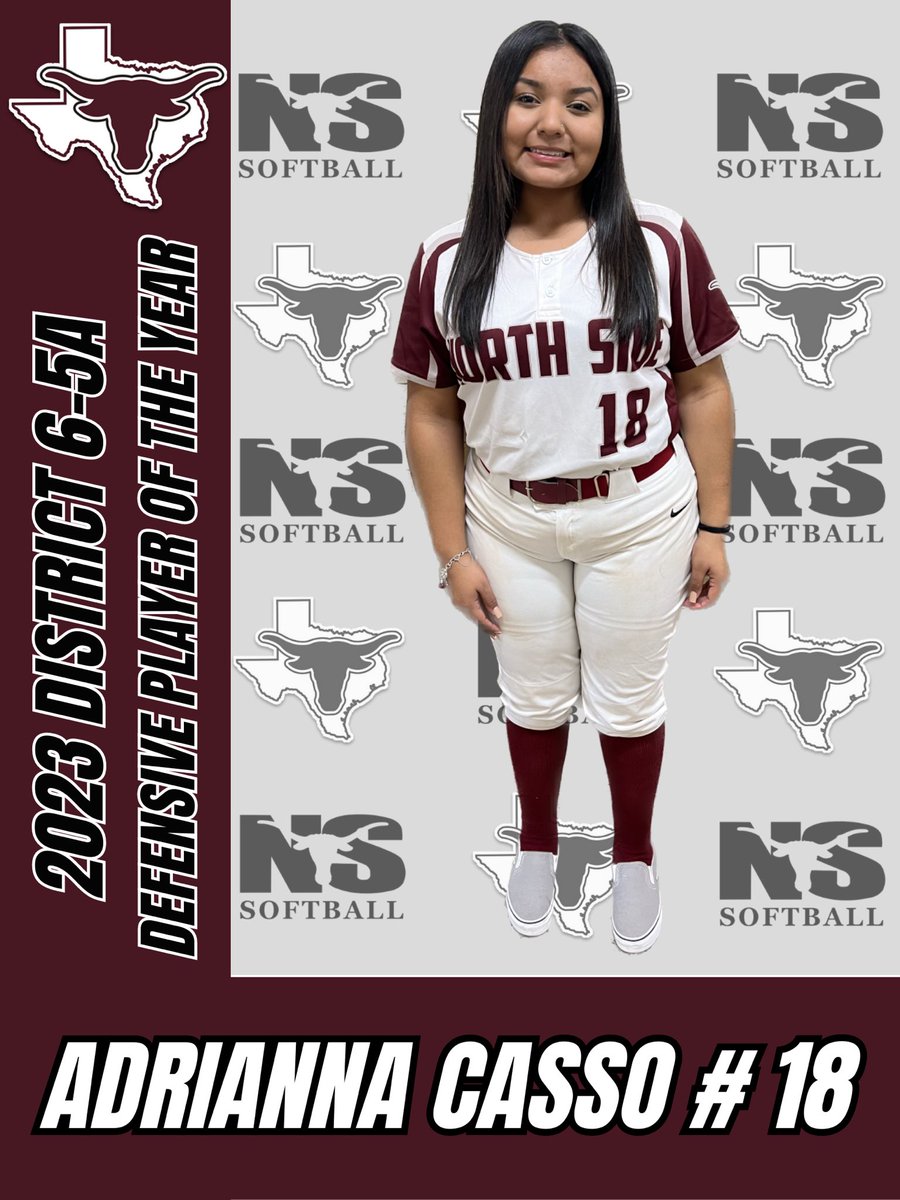 Congrats to senior Adrianna Casso for being named District 6-5A Defensive Player of the Year! #SteersUp 🤘🏽🥎🖤