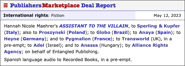 triadaus's tweet photo. ASSISTANT TO THE VILLAIN is going global! Congratulations to @Hannahnicolemae and thank you @redtowerbooks / @entangledpub for the immense support and enthusiasm! #TeamTriada https://t.co/6bsQJjQ3D3