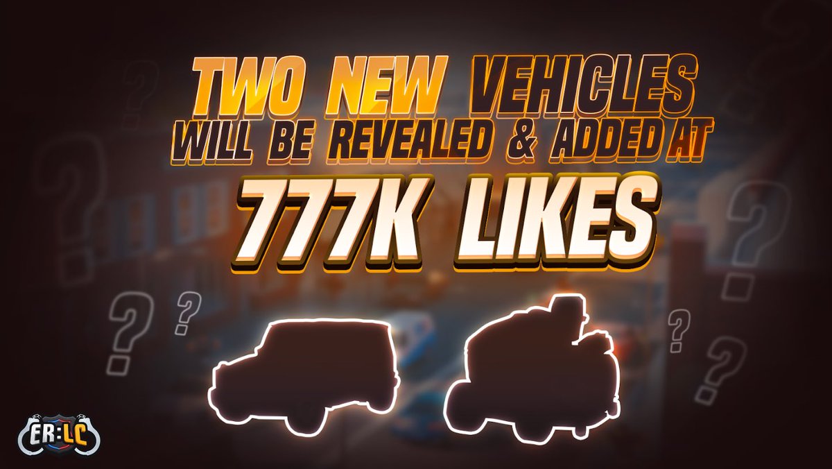 👀 What is this? Two new vehicles?! All you have to do is hit that like button on Emergency Response: Liberty County game page and they will be revealed and added once we hit 777,000 likes! 

The more who like the game, the faster they get released! 🚗 

roblox.com/games/25347244…