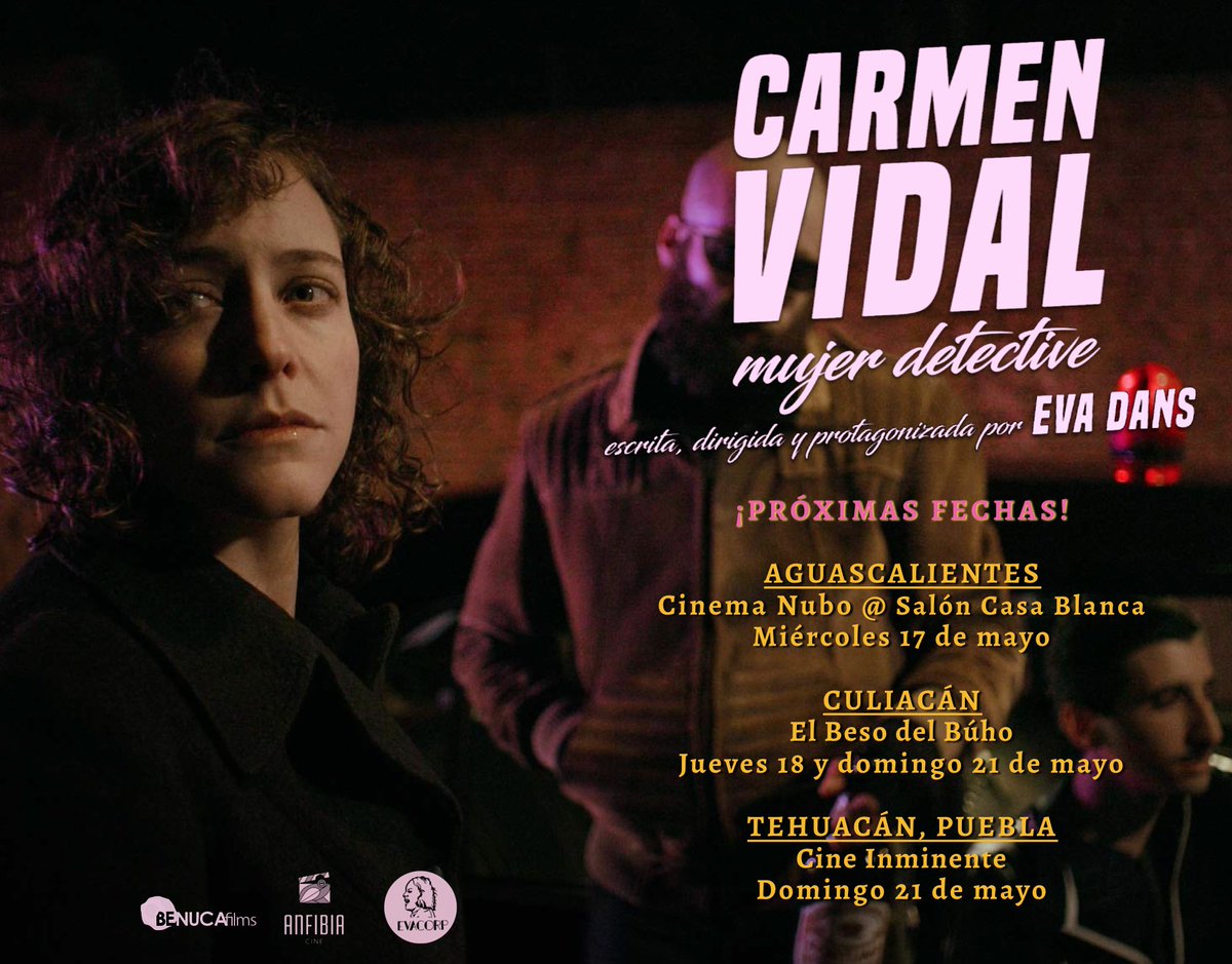 BenucaFilms's tweet photo. #CarmenVidal continúa resolviendo crímenes, mientras come pizza y toma cerveza, en CARMEN VIDAL MUJER DETECTIVE, nuestro estreno que sigue exhibiendo en cines selectos.

La ópera prima de @EvaCorpHoy estará pronto en #Aguascalientes, #Culiacán y de nuevo en #Tehuacán #Puebla https://t.co/6RmvZIZKsI